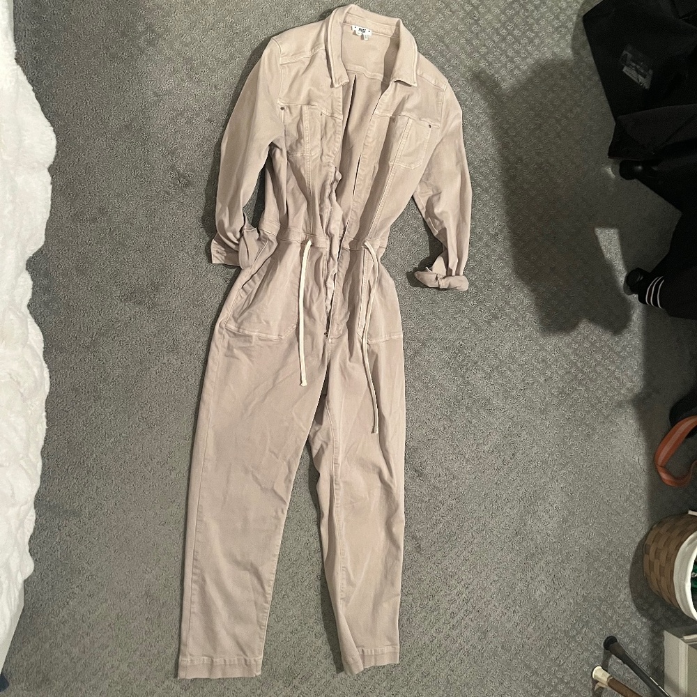 PAIGE womens Blaire Utility Long Sleeve Jumpsuit Tie Detail